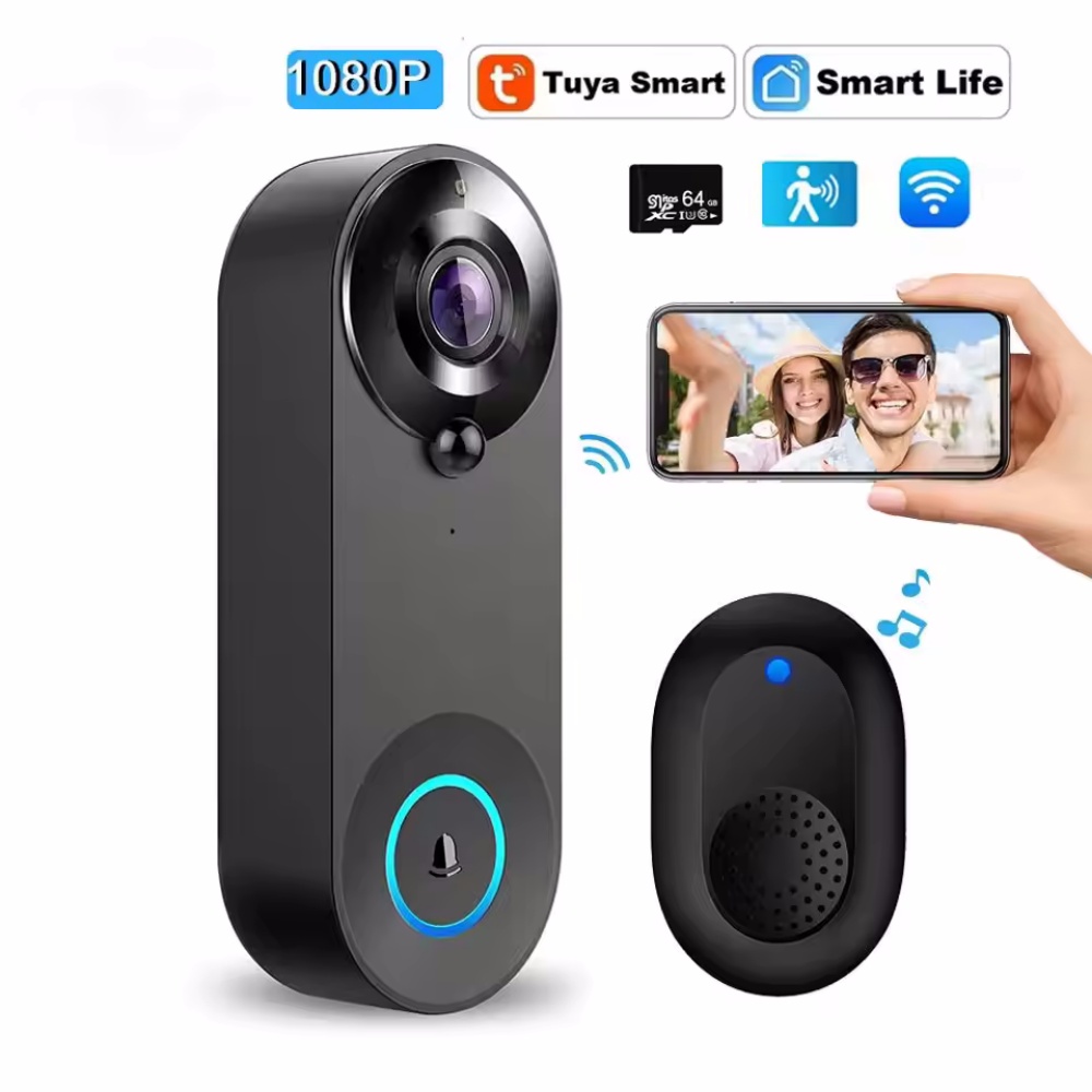 Smart Home Video Doorbell Enhanced Security With Smart Doorbell - Tuya 1080p sem fio wi fi