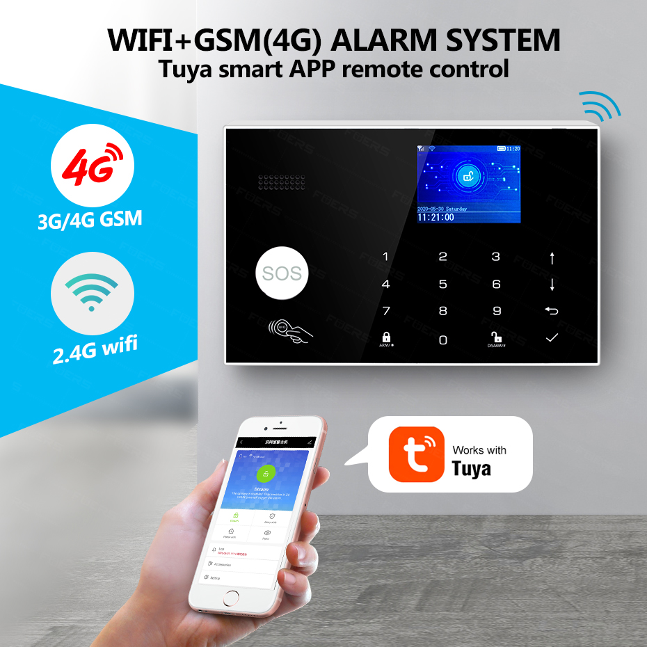 Kerui wifi + 4g alarme domésti - Smart Home Keyboard avaliação e preço